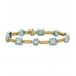 Diamond square & round 2 bars bracelet