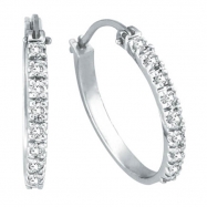 Picture of Diamond Hoop Earrings, 14K White Gold