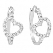 Picture of Diamond Heart Hoop Earrings White Gold