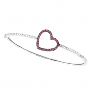 Picture of Pink Sapphire & Diamond Heart Bangle 
