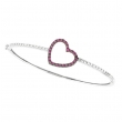 Pink Sapphire & Diamond Heart Bangle 