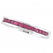 Pink Sapphire Channel Set Stack Ring, 14K White Gold