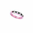 Emerald and Diamond Princess Cut Band Ring