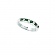 Picture of Emerald and Diamond Princess Cut Band Ring