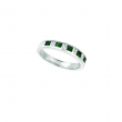 Emerald and Diamond Princess Cut Band Ring