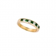 Emerald and Diamond Princess Cut Band Ring