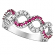 Pink Sapphire and Diamond Swirl Ring