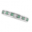 Emerald And Diamond Ring, 14K White Gold Stackable