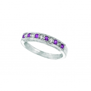 Picture of Pink Sapphire And Diamond Ring, 14K White Gold Stackable