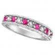 Diamond and Pink Sapphire Band Ring