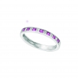 Princess cut diamond & pink sapphire band