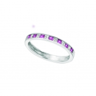 Picture of Princess cut diamond & pink sapphire band