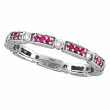 Diamond And Pink Sapphire Eternity Stack Ring Band
