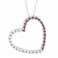 Picture of Diamond & Pink Sapphire Heart Pendant Necklace