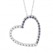 Picture of Diamond & Sapphire Heart Pendant Necklace