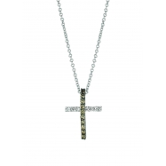 Picture of Champagne & white diamond cross necklace