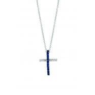 Picture of Sapphire & diamond cross necklace