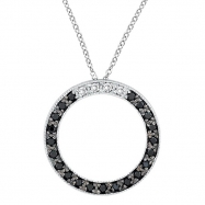 Picture of Black Diamond Circle Pendant Necklace