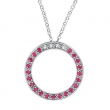 Diamond & Pink Sapphire Circle Pendant Necklace