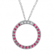 Picture of Diamond & Pink Sapphire Circle Pendant Necklace
