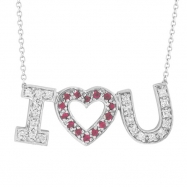 Picture of Diamond & Pink Sapphire I Love You Pendant Necklace