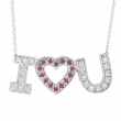 Diamond & Pink Sapphire I Love You Pendant Necklace