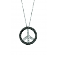 Picture of Black & White Diamond Peace Sign Pendant Necklace