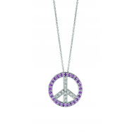 Picture of Pink sapphire & Diamond Peace Sign Pendant Necklace