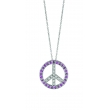 Pink sapphire & Diamond Peace Sign Pendant Necklace