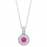 Picture of Pink Sapphire Bezel Diamond Pendant Necklace