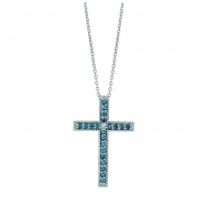 Picture of Blue & white diamond cross necklace