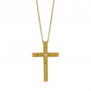 Picture of Yellow & white diamond cross necklace