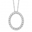 Diamond Oval Pendant Necklace White Gold