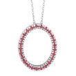 Ruby Oval Pendant Necklace White Gold