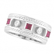 Picture of Antique Style Ruby & Diamond Ring, 14K White Gold