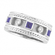 Picture of Antique Style Sapphire & Diamond Ring, 14K White Gold