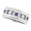 Antique Style Sapphire & Diamond Ring, 14K White Gold