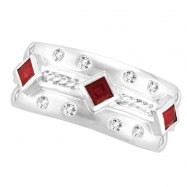Picture of Antique Style Ruby & Diamond Fashion Ring, 14K White Gold