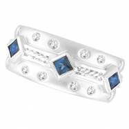 Picture of Antique Style Sapphire & Diamond Fashion Ring, 14K White Gold