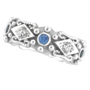 Picture of Antique Style Sapphire & Diamond Fashion Ring, 14K White Gold