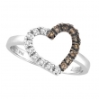 Champagne & White Diamond Heart Ring