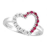 Picture of Diamond & Pink Sapphire Heart Ring