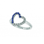 Picture of Diamond & Sapphire Heart Ring
