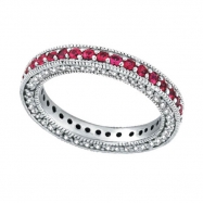 Picture of Three Sided Pink Sapphire & Diamond Eternity Band Ring