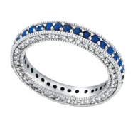 Picture of Three Sided Sapphire & Diamond Eternity Band Ring