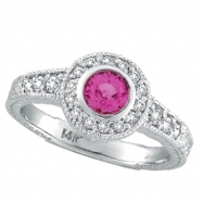 Picture of Pink Sapphire Bezel Ring with Diamond