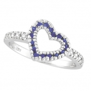 Picture of Sapphire & Diamond Heart Ring