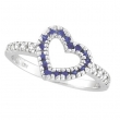Sapphire & Diamond Heart Ring