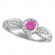 Picture of Pink Sapphire Bezel Ring with Diamond