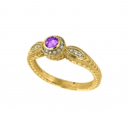 Picture of Pink Sapphire Bezel Ring with Diamond